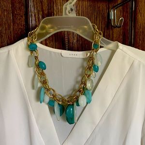 Teal/blue bulky necklace